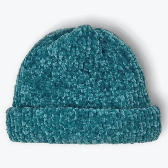 Handmade Super Soft Velvet Knit Beanie Handcrafted Hat Teal - Picture 10 of 11